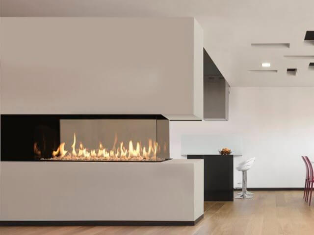 triple sided gas fireplace